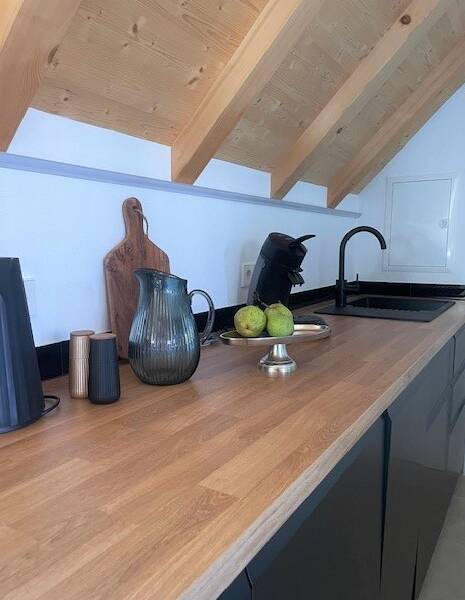 Funktionale Küchenzeile im Apartment auf dem Scholerhof.