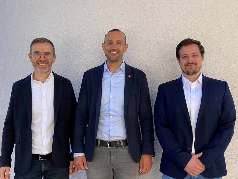 Der neue Bauamtsleiter Georg Spät mit Bürgermeister Christoph Zachow und technischem Leiter Nico Sarther.
