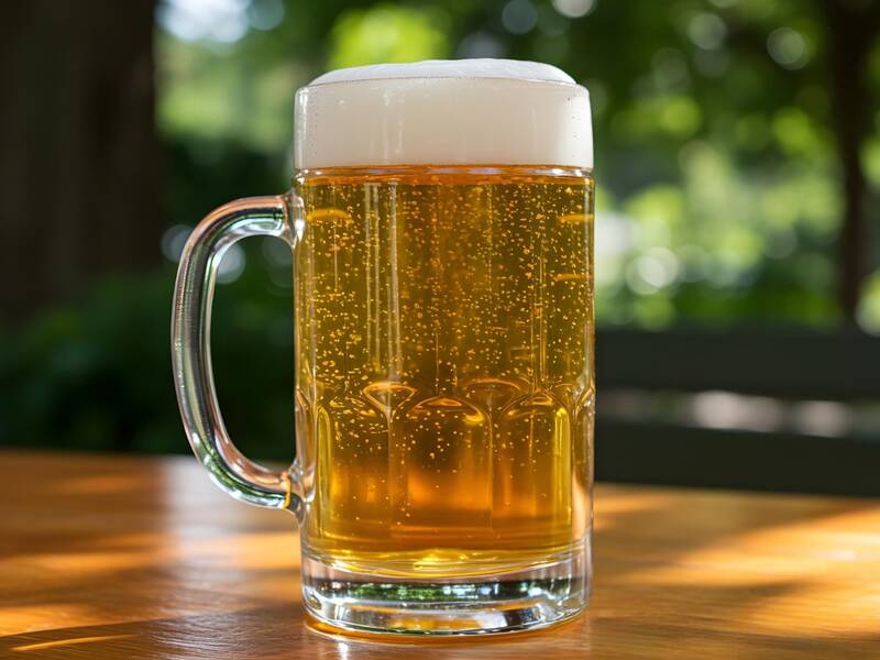 Frisch gezapftes Bier im Krug.